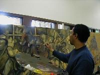 Photo of Ron Anderson painting "Cargo"